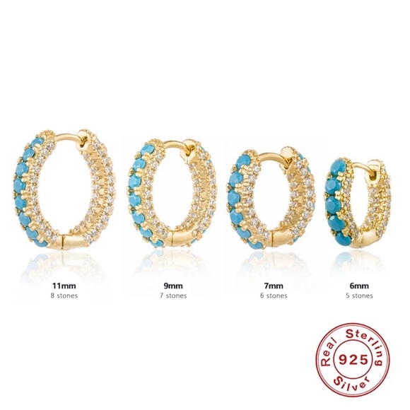 COPY - 925 Sterling Silver Studs Earrings Turquoise Pins - Picture 1 of 16